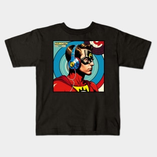 Unleash the Power: Superhero Soundscape Vinyl Record Artwork III Kids T-Shirt